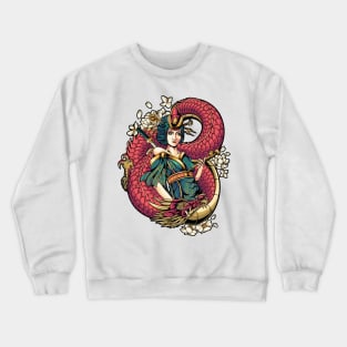 geisha red dragon Crewneck Sweatshirt